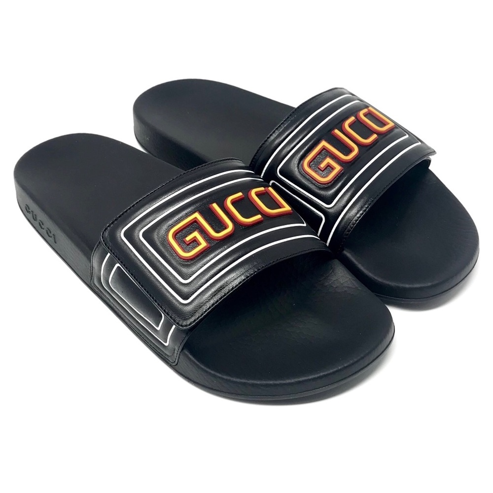 🎉SOLD‼️NWT Gucci Men’s Logo Leather Slide Sandal - Picture 1 of 6